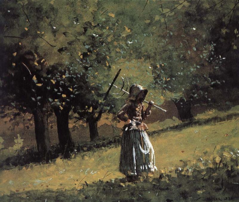 Winslow Homer Shoulder the rake bar girls Spain oil painting art